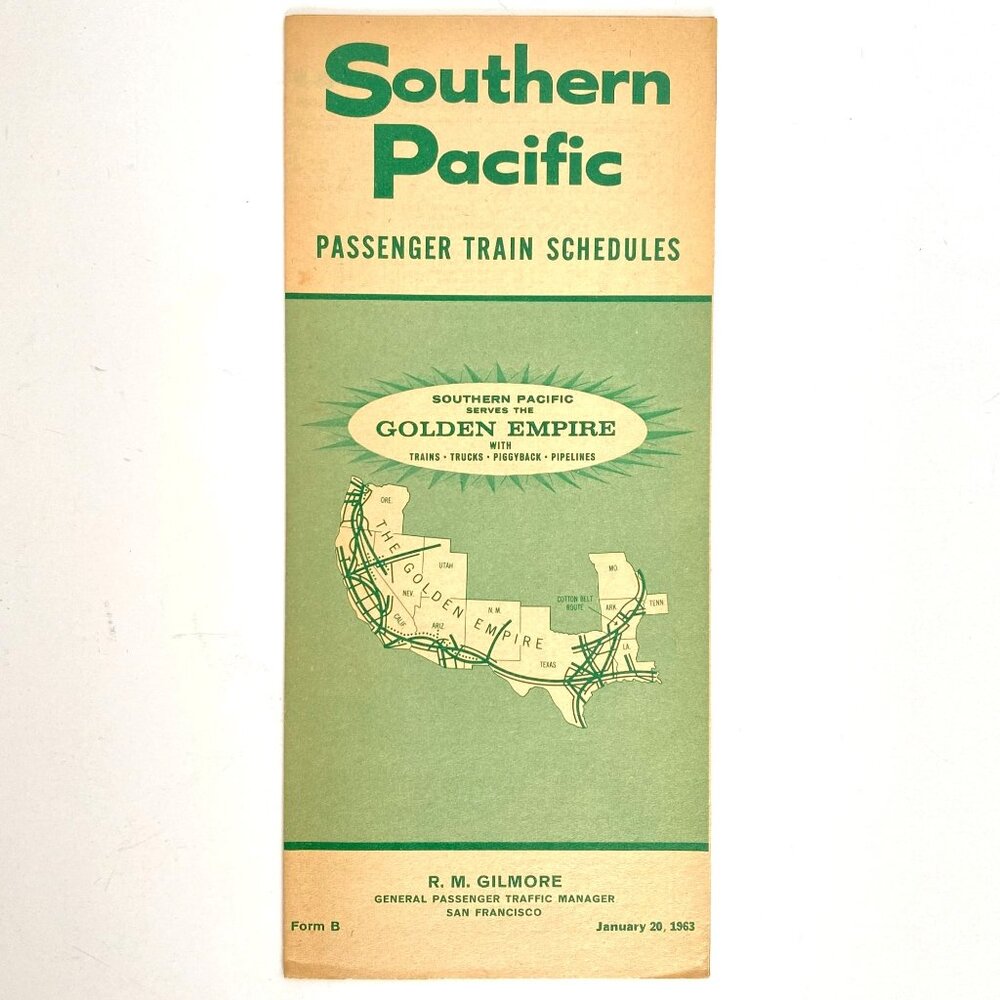 1963 Southern Pacific Railroad Passenger Train Schedules Time Table Jan 20